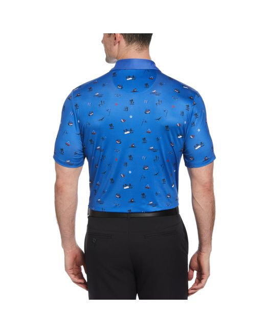 Original Penguin Blue Novelty Golf Print Short Sleeve Golf Polo Shirt In Nebulas for men