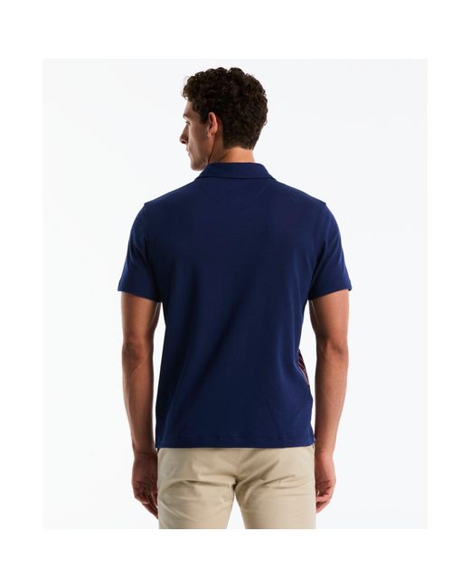 Original Penguin Jacquard Button Front Polo Shirt In Blue Depths for men