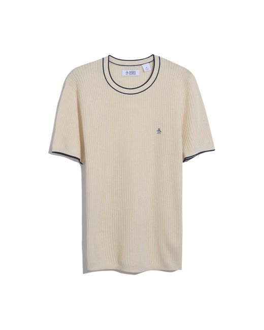 Original Penguin Natural Ribbed Sweater T-shirt In Birch for men