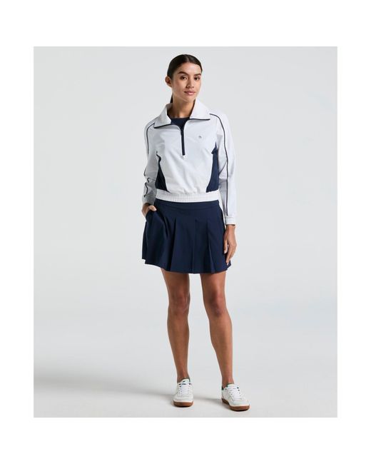 Original Penguin Blue Women's Cropped 1/4 Zip Colour Block Tennis Jacket In Bright White for men