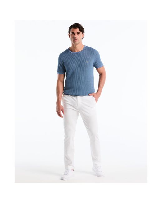 Original Penguin Ribbed Sweater T-shirt In Copen Blue for men