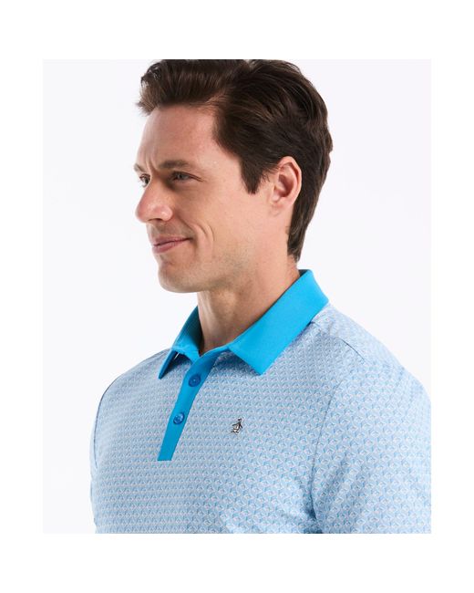 Original Penguin Pete's Tee Time Golf Polo In Malibu Blue for men