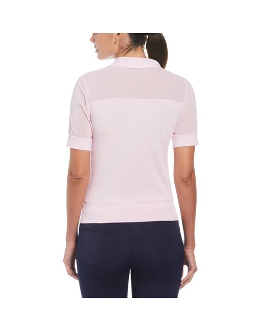 Original Penguin White Women's Mesh Blocked Half Sleeve Golf Polo Shirt In Gelato Pink for men