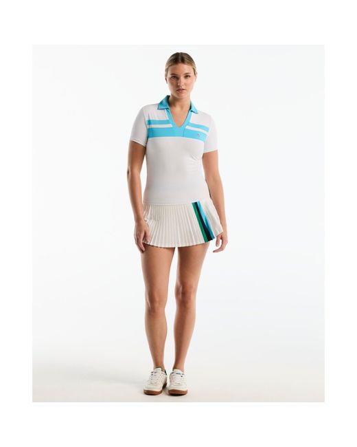 Original Penguin Blue Women's Colour Block Tennis Polo Tank In Bright White for men