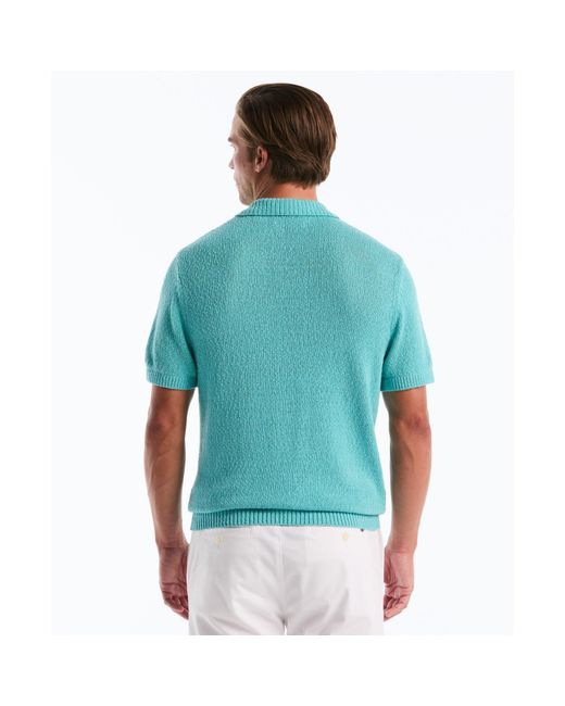Original Penguin Green Textured Johnny Collar Sweater Polo In Aquarelle for men