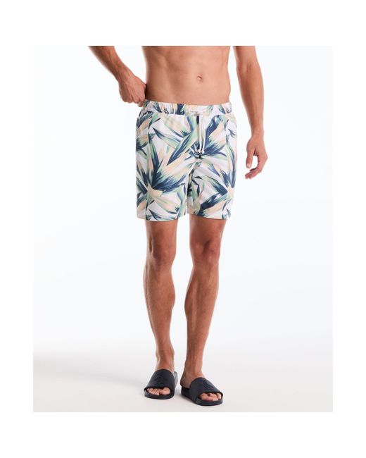 Original Penguin Blue Succulent Print Swim Shorts In Bright White for men