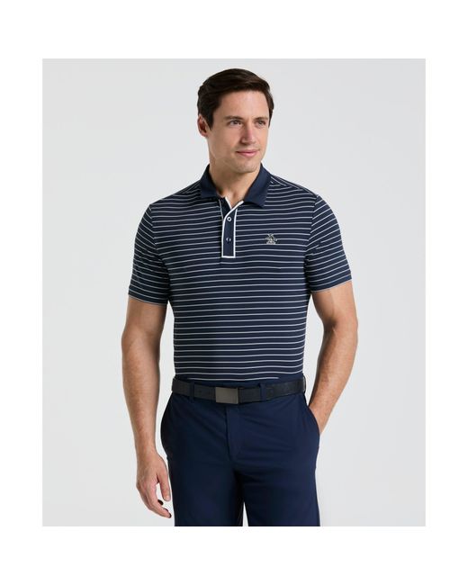 Original Penguin Blue The Heritage Stripe Golf Polo Shirt In Black Iris for men