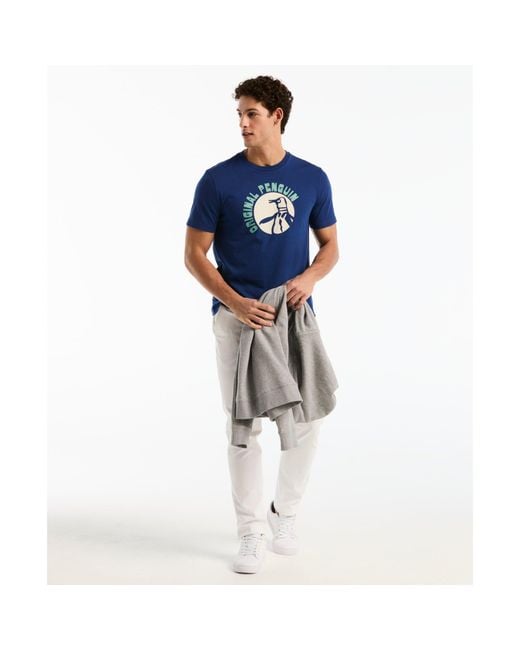 Original Penguin Logo Pete Graphic T-shirt In Blue Depths for men