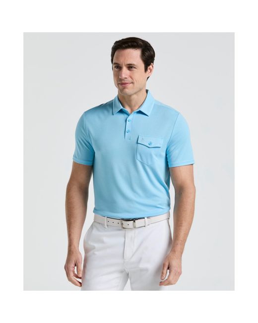 Original Penguin Pete's Fine Line Golf Polo Shirt In Blue Grotto for men