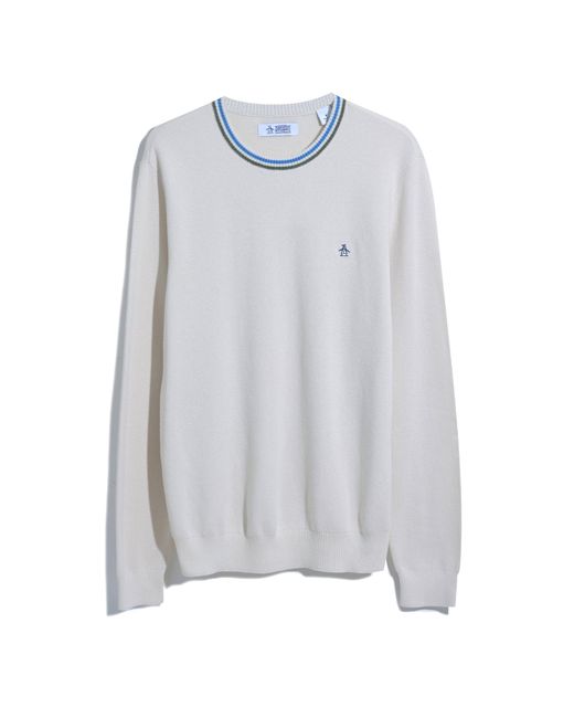 Original Penguin Natural Tipped Crew Neck Jumper In Birch for men