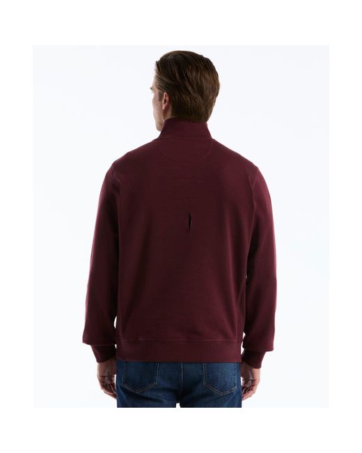 Original Penguin Red Sticker Pete Quarter Zip Sweatshirt In Port Royale for men