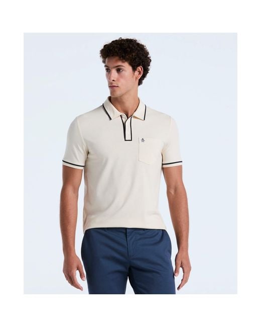 Original Penguin White Earl Pique Short Sleeve Polo Shirt In Birch for men
