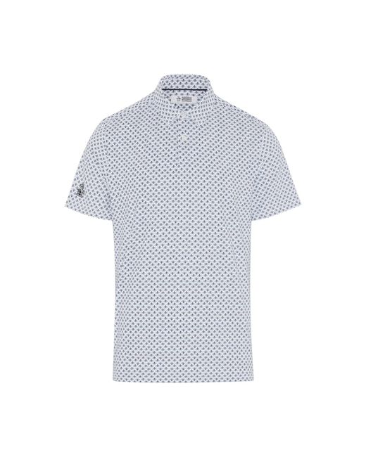 Original Penguin Blue Retro Geo Print Golf Polo Shirt In Black Iris for men