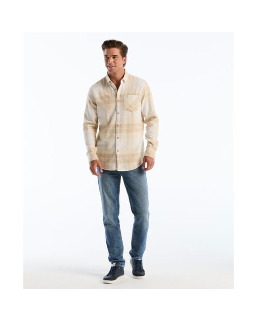 Original Penguin Natural Lightweight Plaid Flannel Shirt In Birch for men