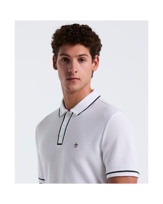 Original Penguin Icons Bentley Mesh Polo Shirt In Bright White for men