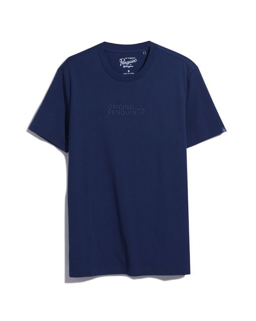 Original Penguin Hd Tonal Logo T-shirt In Medieval Blue for men