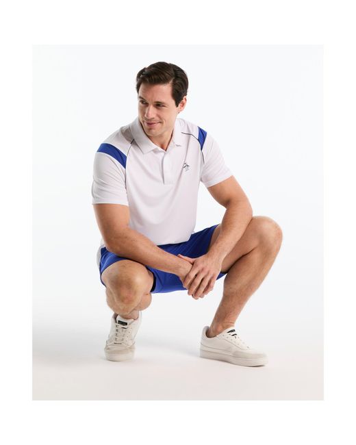 Original Penguin Raglan Stripe Tennis Polo In Bright White for men