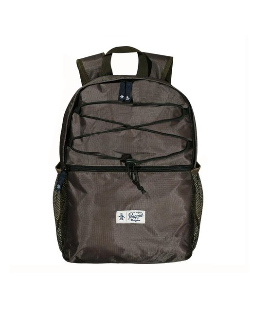 Original Penguin Black Nessa Rip Stop Backpack With Bungee Cord In Olive for men