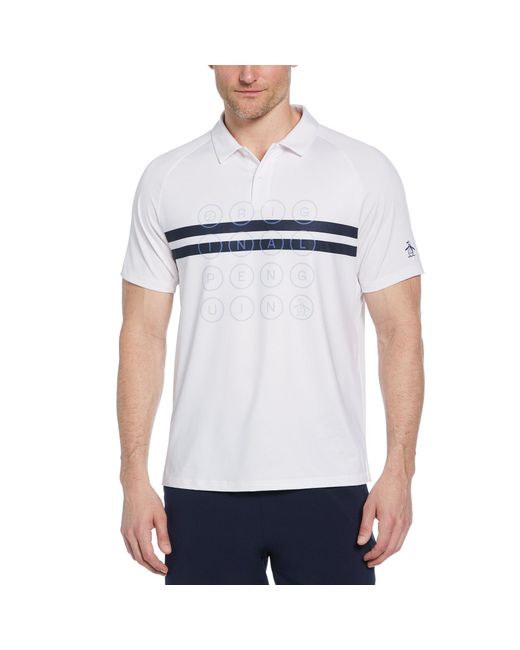 Original Penguin Colour Block Logo Performance Tennis Polo Shirt In Bright White for men