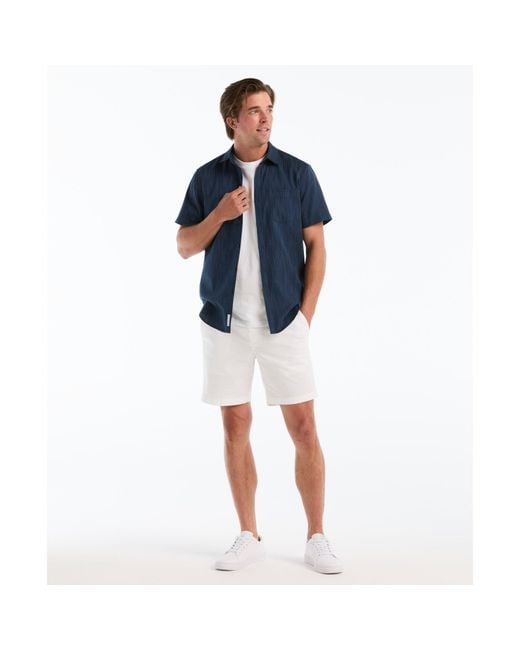 Original Penguin Blue Jacquard Textured Short Sleeve Shirt In Sargasso Sea for men