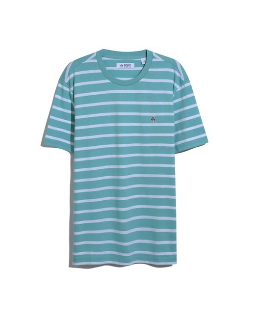 Original Penguin Blue Breton Striped T-shirt In Aquarelle for men