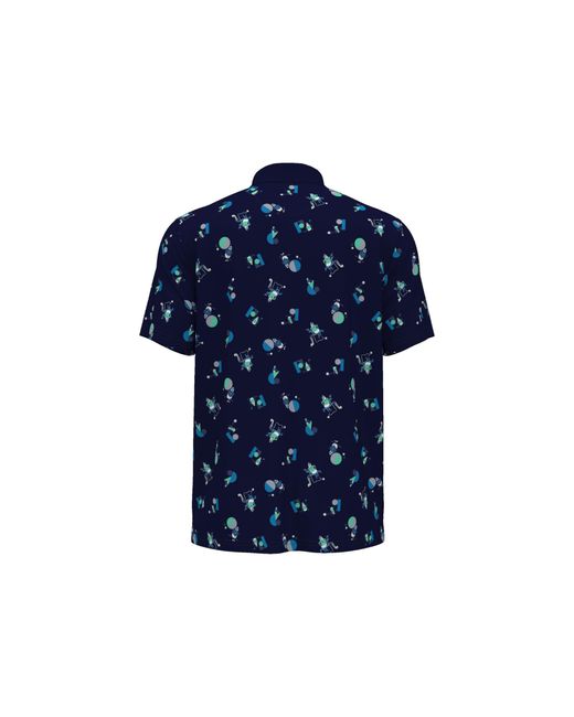 Original Penguin Blue Memphis Pete Print Short Sleeve Golf Polo Shirt In Black Iris for men