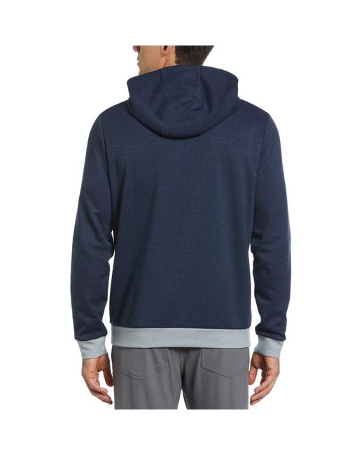 Original Penguin Blue Earl Colour Block Layering Golf Hoodie In Black Iris Bijou Heather for men