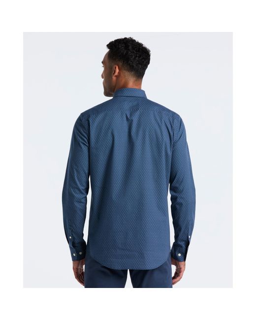 Original Penguin Blue Micro Diamond Print Shirt In Sargasso Sea for men