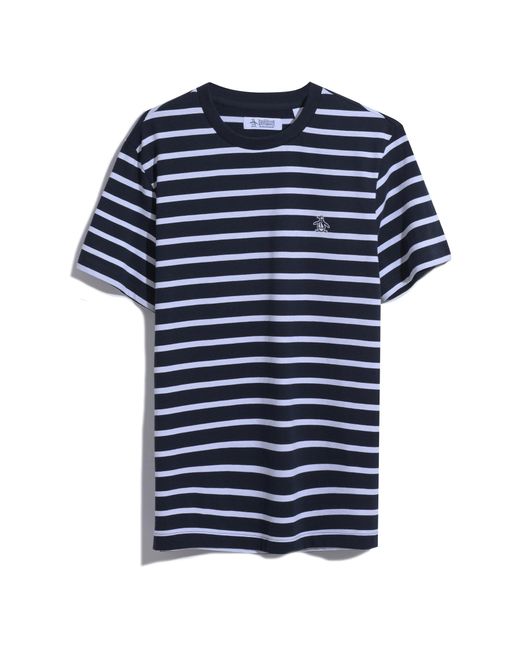Original Penguin Blue Breton Striped T-shirt In Dark Sapphire for men