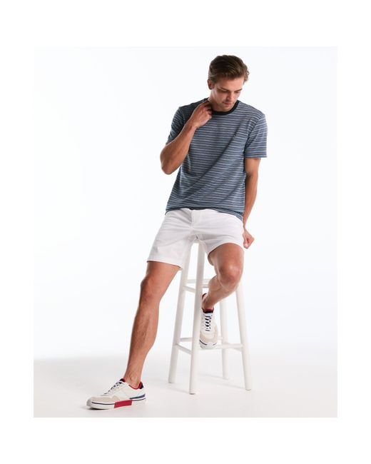 Original Penguin Blue Jacquard Ottoman Mini Stripe T-shirt In Dark Sapphire for men