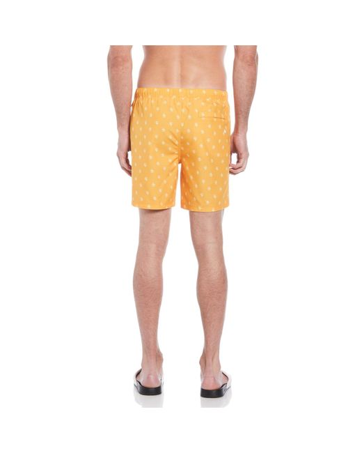 Original Penguin Yellow Repete Print Swim Shorts In Butterscotch for men