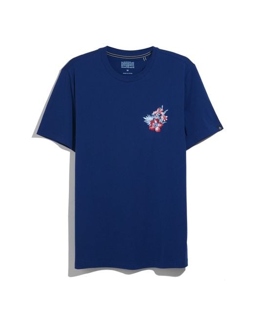 Original Penguin Embroidered Floral Graphic T-shirt In Blue Depths for men