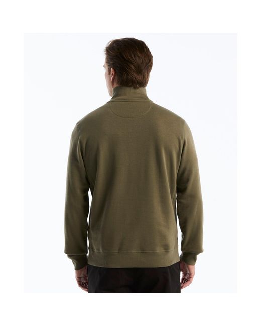 Original Penguin Green Sticker Pete Quarter Zip Sweatshirt In Dusty Olive for men