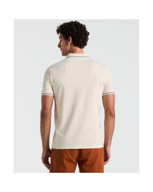 Original Penguin White Pique Sticker Pete Tipped Polo Shirt In Birch for men