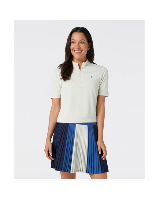 Original Penguin White Women's Laser Cut Floral Golf Shirt In Silver Birch for men