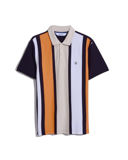Original Penguin Orange Cotton Interlock Vertical Stripe Polo for men