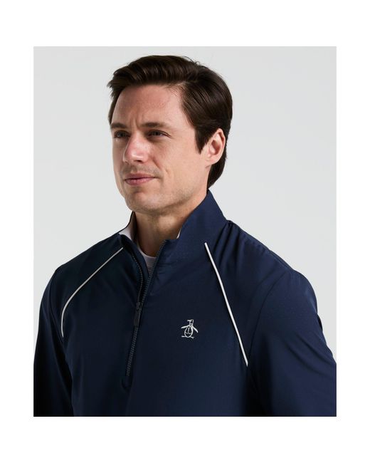 Original Penguin Blue 1/4 Zip Tennis Jacket In Black Iris for men