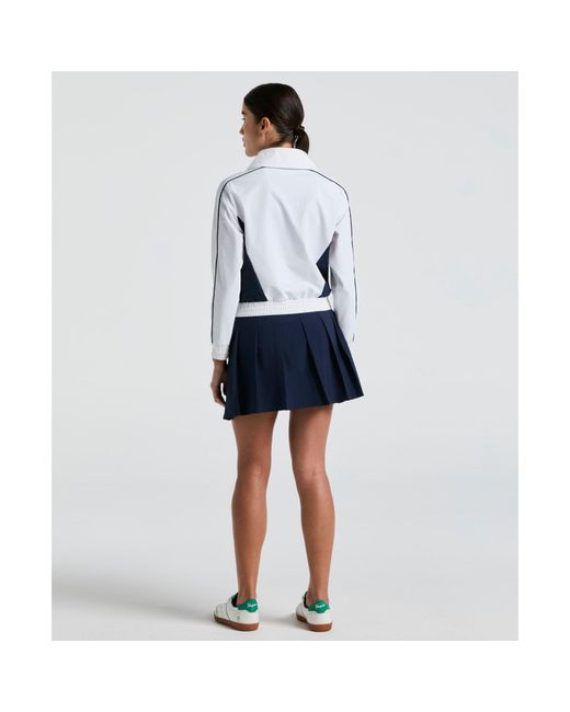 Original Penguin Blue Women's Cropped 1/4 Zip Colour Block Tennis Jacket In Bright White for men