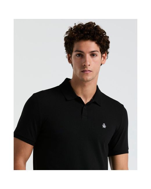 Original Penguin Daddy Pique Polo Shirt In True Black for men