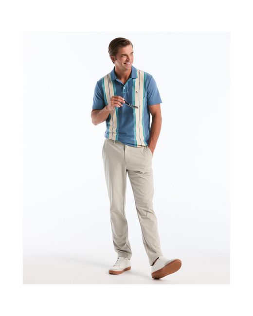 Original Penguin Jacquard Vertical Stripe Polo Shirt In Copen Blue for men