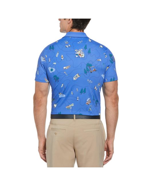 Original Penguin Pete's Game Print Golf Polo Shirt In Amparo Blue for men