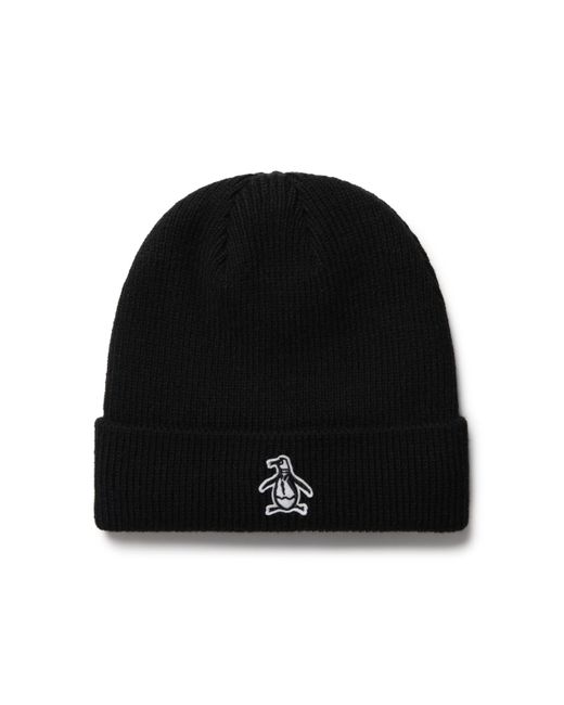 Original Penguin Black Cuffed Beanie In Caviar for men