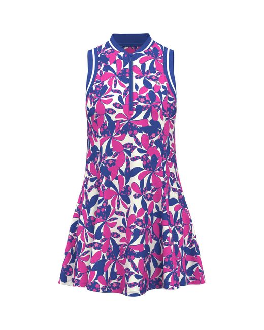 Original Penguin Blue Women's Floral Print Golf Dress In Cheeky Pink for men
