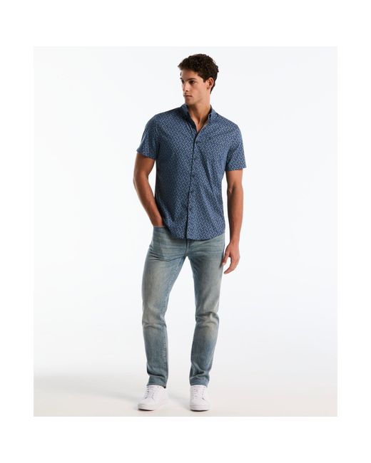 Original Penguin Blue Rattan Stripe Short Sleeve Shirt In Sargasso Sea for men