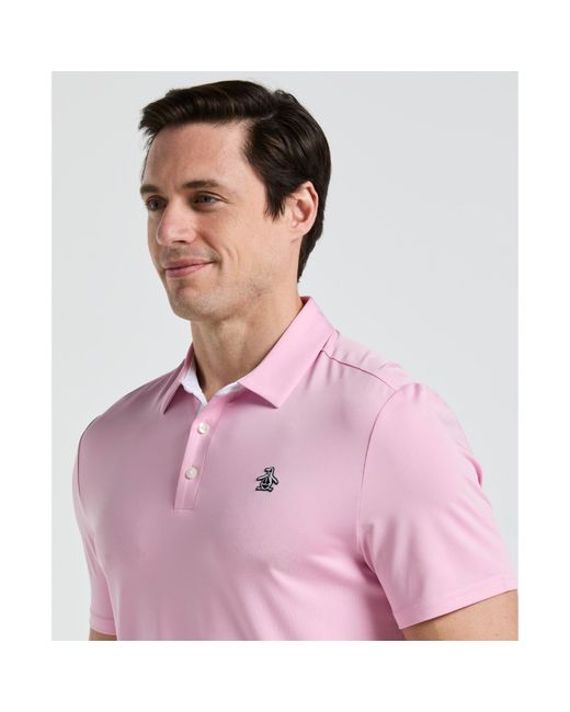 Original Penguin Red Original Block Design Golf Polo Shirt In Lilac Sachet for men