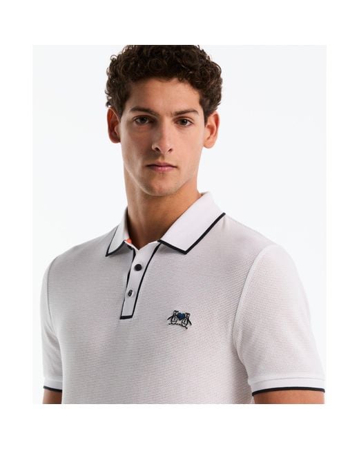 Original Penguin Earl Mesh Pride Polo Shirt In Bright White for men