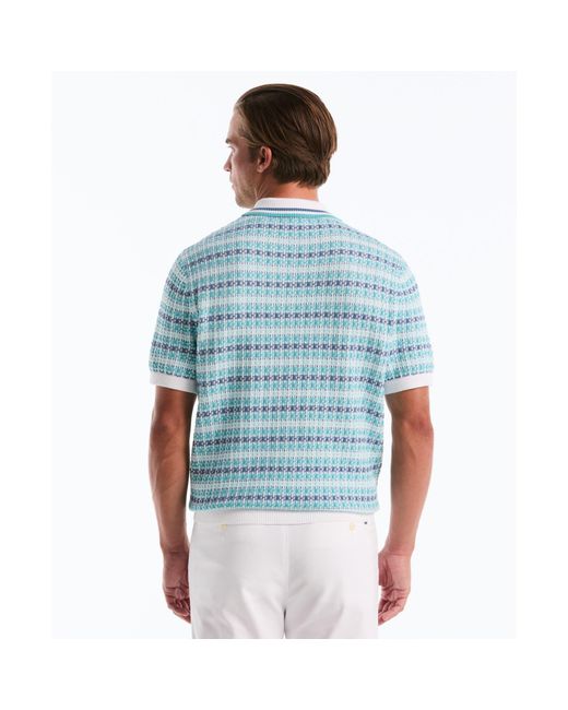 Original Penguin Blue Textured Jacquard Sweater Polo In Bright White for men