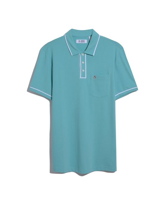 Original Penguin Blue Earl Pique Polo Shirt In Aquarelle for men