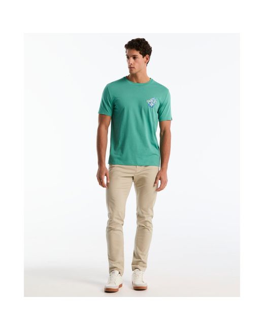 Original Penguin Embroidered Floral Graphic T-shirt In Beryl Green for men