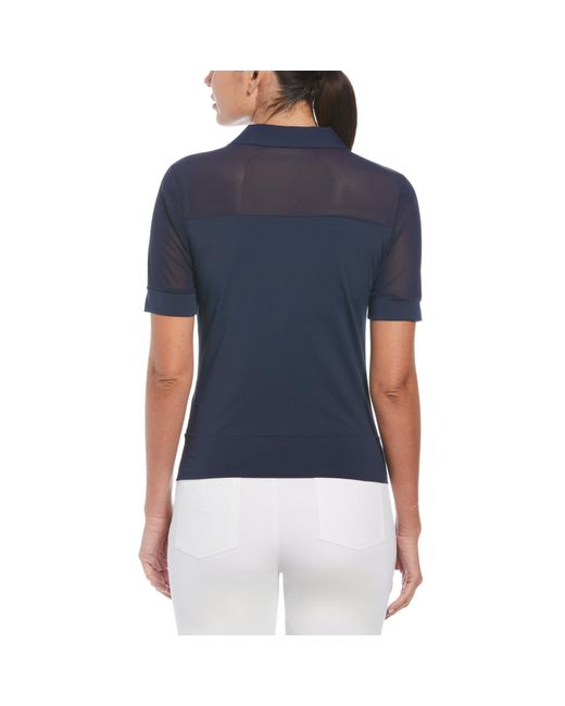 Original Penguin Blue Women's Mesh Blocked Half Sleeve Golf Polo Shirt In Black Iris for men